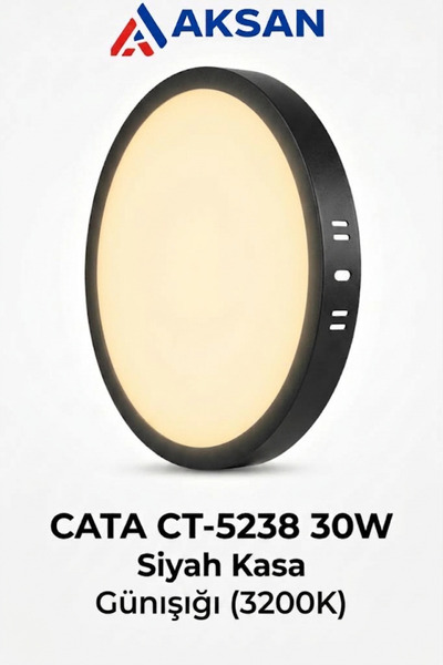 Cata CT-5238 30W Siyah Kasa Sıva Üstü Yuvarlak LED Panel 3200K Günışığı 28.5 ...