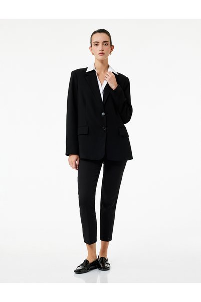 Koton Women Black Plain Trousers