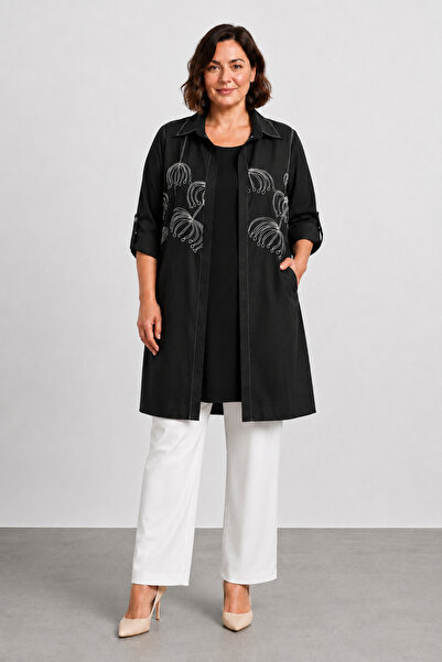 bihan store Kadın İç Tunikli Dış Tam Kollu İkili Tunik Takım W27-64766 - Siyah