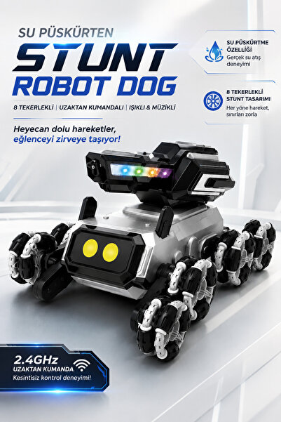 ROBEVE Blic BRB4 Su Püskürten 8 Tekerlekli Robot Köpek – 2.4 GHz Uzaktan Kuma...