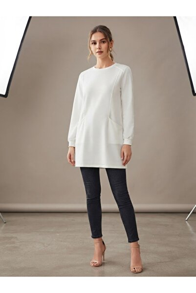 TUĞBA ERGÜL Women's Basic Sweatshirt with Pocket Detail