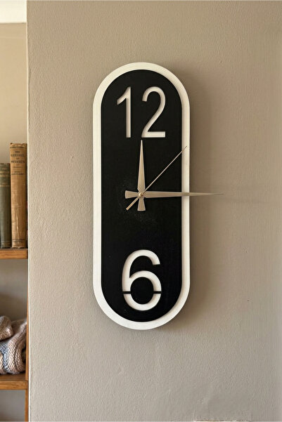 Tooall Minimalist Duvar Saati 18x50 cm | 2 Katmanlı Dekoratif Modern Duvar Saati