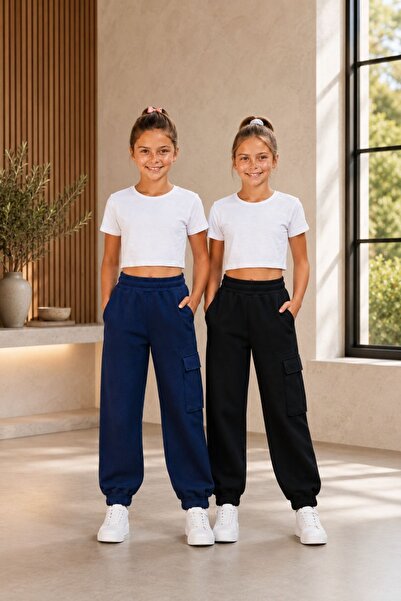 cm buseyiz Busekids Unisex Kids' 2-Piece Cargo Pocket Elastic Cuffed Sweatpan...