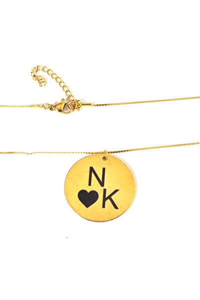 NO BRAND Κολιέ ατσάλι με "Μονογράμματα διαγώνια της επιλογής σας και καρδιά" ...