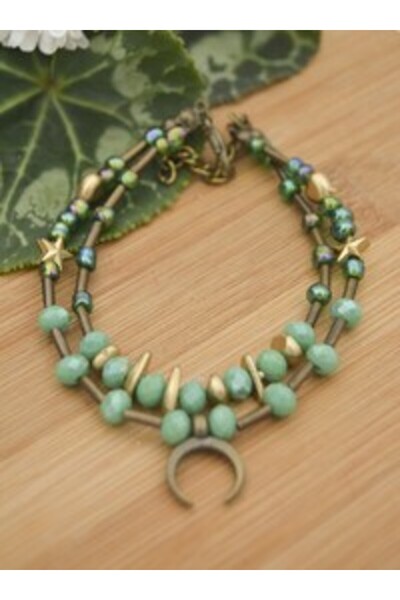 Stoneage Crescent Bracelet - Green -
