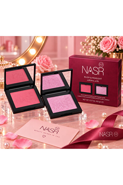 NASR Naser Blush and Highlighter Set Soft Powder Formula in Pink Shades That ...