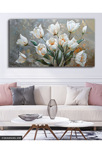 Evinemoda Lale Buketi Tek Parça Kanvas - Canvas Tablo