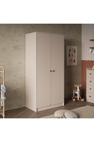 Bimossa KG2130 Daffy İki Kapaklı Gardırop Kumtaşı - Askılı ve Raflı Geniş İç ...
