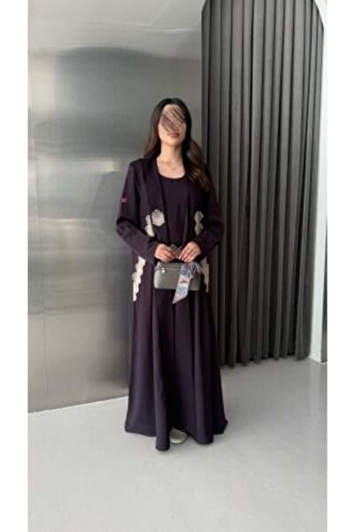 dar laha abaya عباية D 70012 - مصنوعة من قماش نعيم، بياقة أنيقة مزينة بتطريز ...