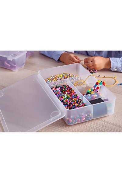 IKEA Storage Box with Lid and Compartments 34X21X8 cm Plastic Rectangular Org...