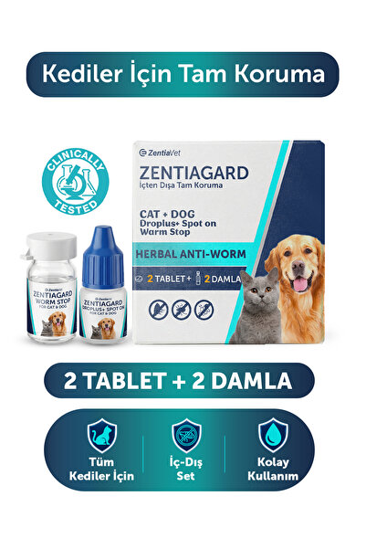 zentiavet İc Dis Parazit Kedi Pire Kene Damlası Kediler İçin Bitkisel Damla T...