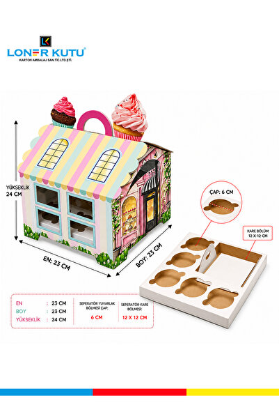 Loner Kutu Hediyelik Kutu Yılbaşı Kutusu Doğum Günü Kutusu Cupcake Kutusu Pas...