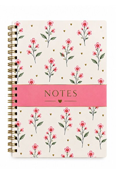 NİORE A5 on Spiral, Flower Garden, 120 Sheets in Line, Notepad, School Notebook