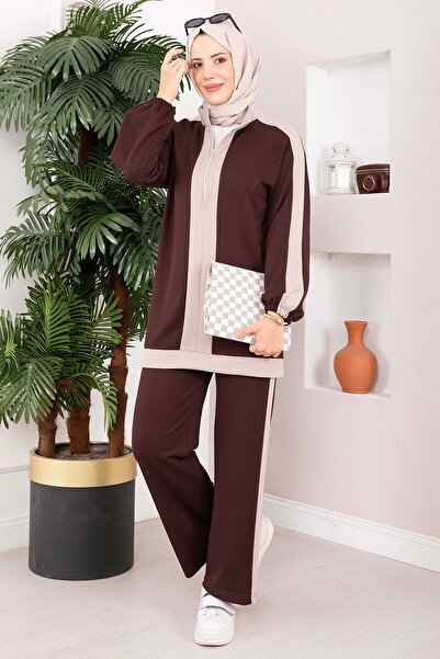 EBRUTESETTÜR Half-zip tracksuit set - coffee