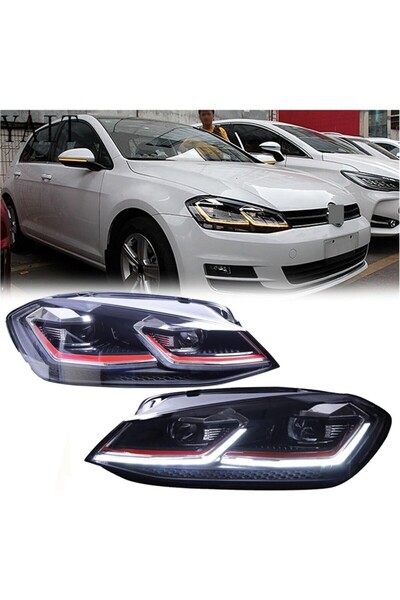 X POWER TUNİNG volkswagen golf 7 uyumlu kırmızı şeritli 7.5 gti dizayn far
