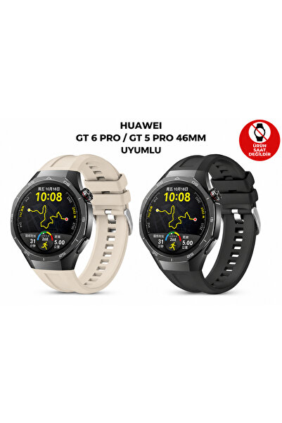 Dexmon Huawei GT 7 Pro / GT 6 Pro / GT 5 Pro 46mm Uyumlu Metal Tokalı Silikon...