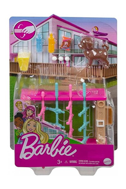 mattel Μίνι Σετ Παιχνιδιού Επίπλων Barbie με Κουτάβι Κατοικίδιο, Ποδοσφαιράκι...