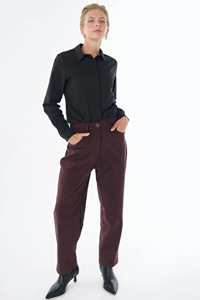Kayra Pantaloni din piele intoarsa cu talie inalta 19055