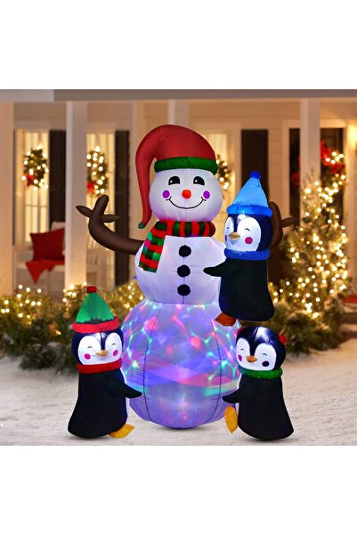 Noonedibs Om de Zăpadă Gonflabil 183cm cu LED, Decor Crăciun Mare pentru Grăd...