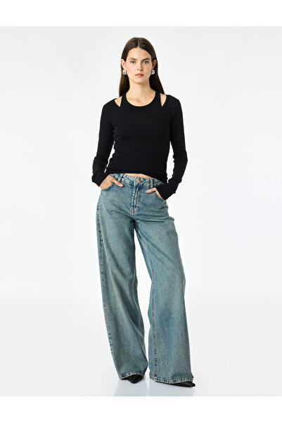 Koton Cotton Slim Fit Crew Neck Layered Long Sleeve Basic Camisole T-Shirt