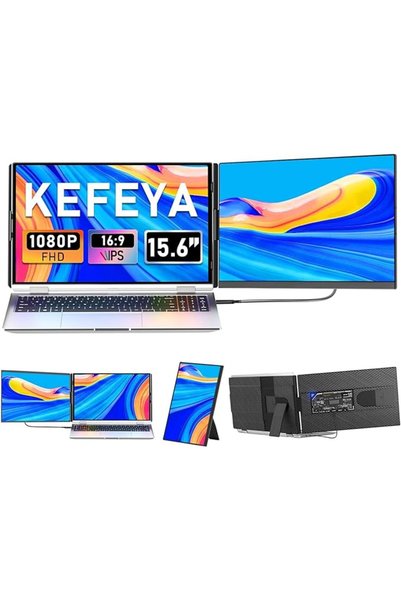 KEFEYA Laptop Screen Extender, 15.6" FHD 1080P IPS Laptop Monitor Extender De...