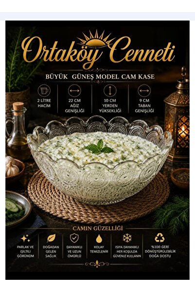 ORTAKÖYCENNETİ Cam bolkase cacık meyve ve salata servisi için büyük kase 2 lt...