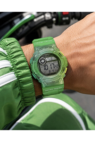Jaga Sports Digital Men's Wristwatch, Green Silicone Band, Pool and Sea Use, ...