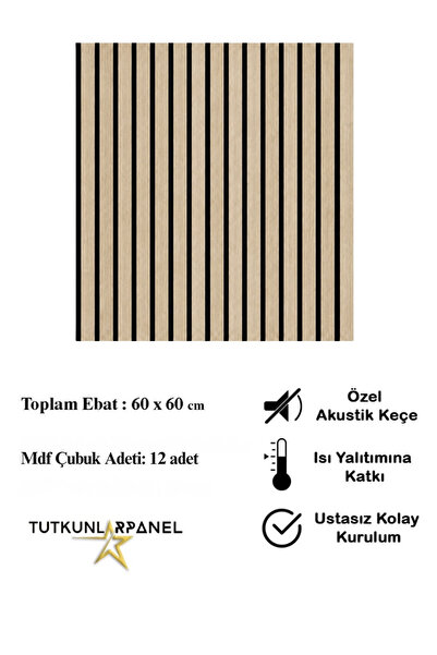 TUTKUNLAR PANEL Akustik Duvar Paneli Çıtalı MDF Ahşap Ses Yalıtımlı Dekoratif...