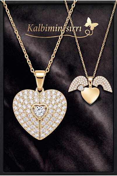 Takı Dükkanı The Secret of My Heart Can Be Opened Heart Full Zircon Stone Ste...