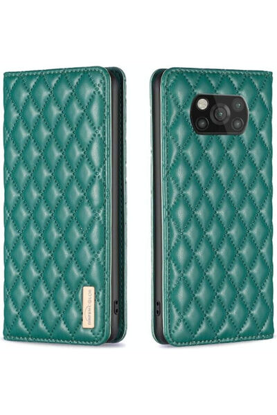 OEM Puff Rhombus Book Συνθετικό Δέρμα Πράσινο (Poco X3 NFC / X3 Pro)
