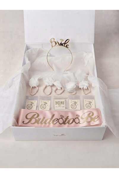 GOLDCENTER Beyaz Bride To Be Nedime Bileklik ve Dövme, Gelin Taç Kuşak Bekarl...