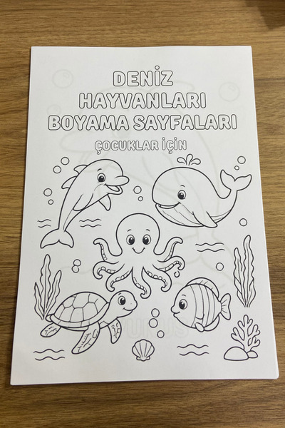 Çocuklar İçin Deniz Hayvanları Boyama Sayfaları 20 Adet A4 Eğitici ve Eğlenceli Boyama Etkinliği - Anaokulu-İlkokul-Okul Öncesi