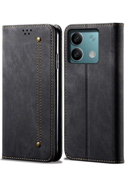 OEM Μαύρο Βιβλίο με Υφή Τζιν (Redmi Note 13 4G)