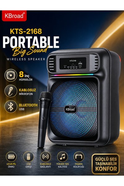 KBROAD USB BLUETOOTH HOPARLÖR KTF-2168 KABLOSUZ MİKRAFON HEDİYELİ
