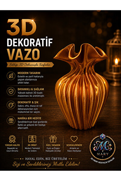 3D DEKORATİF VAZO 17CM