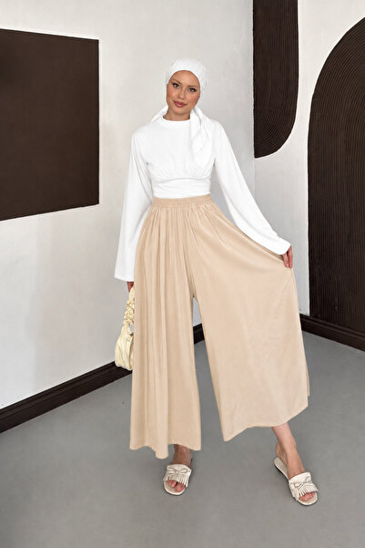 Moda Neval Women's High Waist Flowy Tencel Fabric Wide Leg Pants Skirt