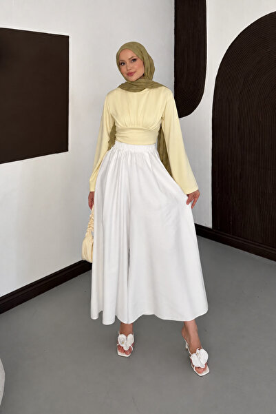 Moda Neval Women's High Waist Flowy Tencel Fabric Wide Leg Pants Skirt