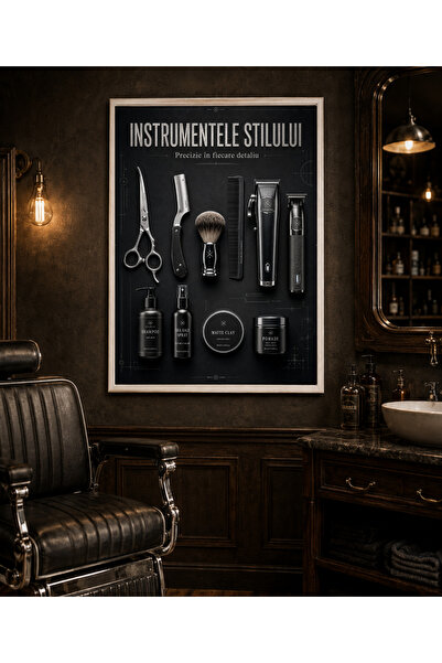 Miutic Print Studio Tablou decorativ pentru barber shop Instrumentele Stilului