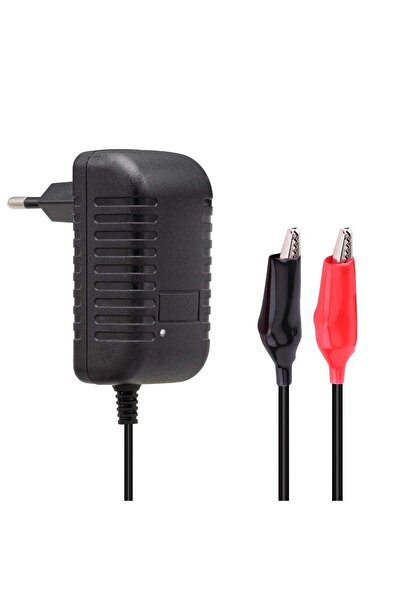 Bluesery 12V 1A Akü Şarj Aleti Cihazı Adaptörü Otomatik Maşalı | ATV, Akülü Araba, Jeep, Pilsan Uyumlu Adaptör