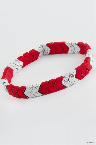ZERO LAND CONCEPTA Fan Corporal Hematite Natural Stone (14037) Bracelet, Red