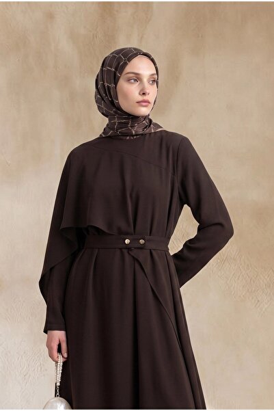 Armine TREND فستان إسلامي بأكمام طويلة وتفاصيل طبقات غير متماثلة وحزام