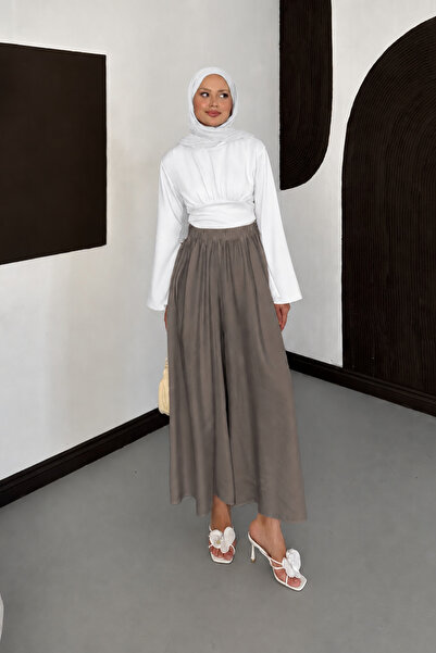 Moda Neval Women's High Waist Flowy Tencel Fabric Wide Leg Pants Skirt