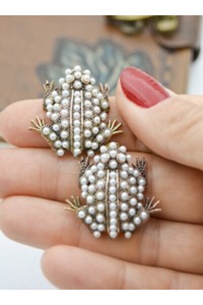 Stoneage Pearl Frog Earrings - Multicolor -