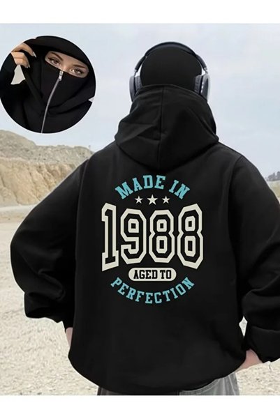 AZIZI TEKSTIL Φούτερ Ninja Unisex με μάσκα χιονιού Ζακέτα με 2 νήματα χοντρό ...