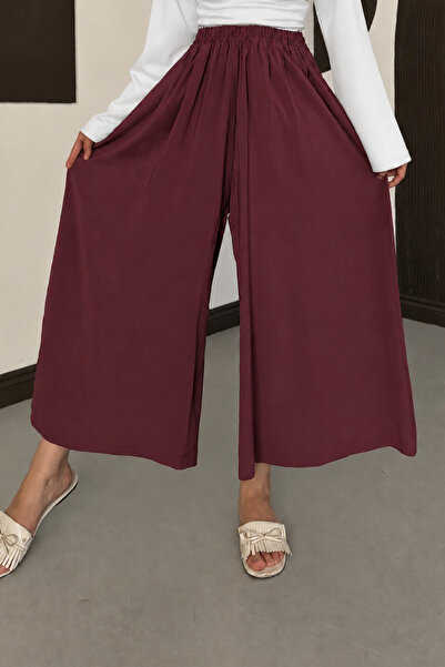Moda Neval Wide-Legged Casual Tencel Fabric Skirt-Looking Pants with Elastic ...