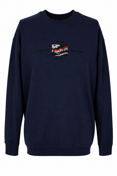 trender You Can O Yaka Indigo Men's Sweatshirt 27Kdt1000005