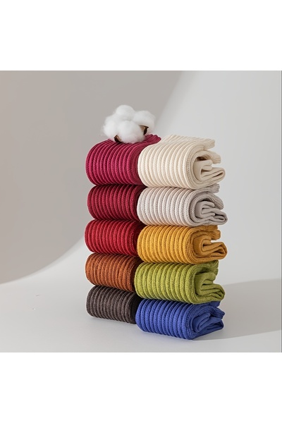 çorapmanya 4 Çift Çok Renkli Kışlık Yün Derby Desenli Fitilli Kışlık Bot Çorabı