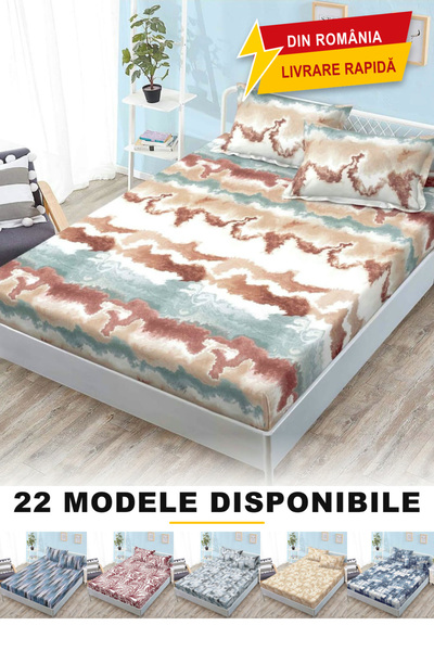 Frasin Select Cearșaf cu elastic, 3 piese, Finet 160 x 200cm + 2 fețe de pern...