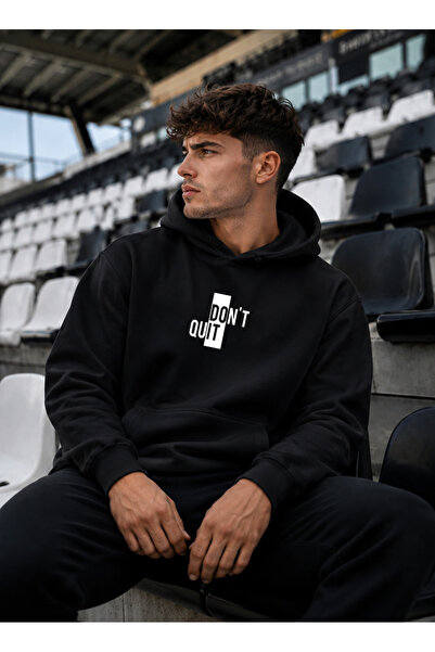 DEEPSENCE Unisex Black Hooded Sweatshirt Dontquıt