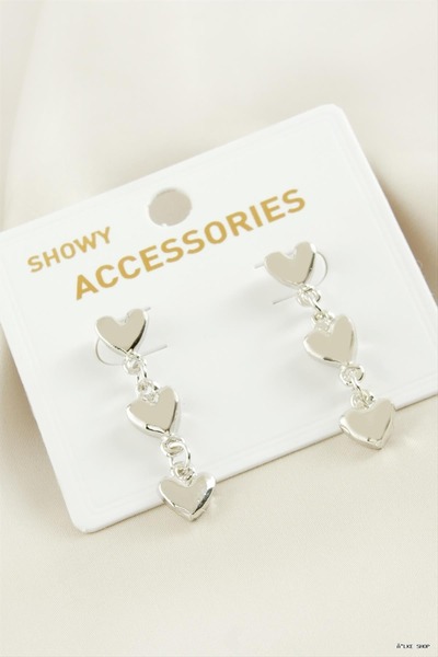 ZERO LAND Ilkestor Heart Tr Metal Earrings (204558) Silver Color